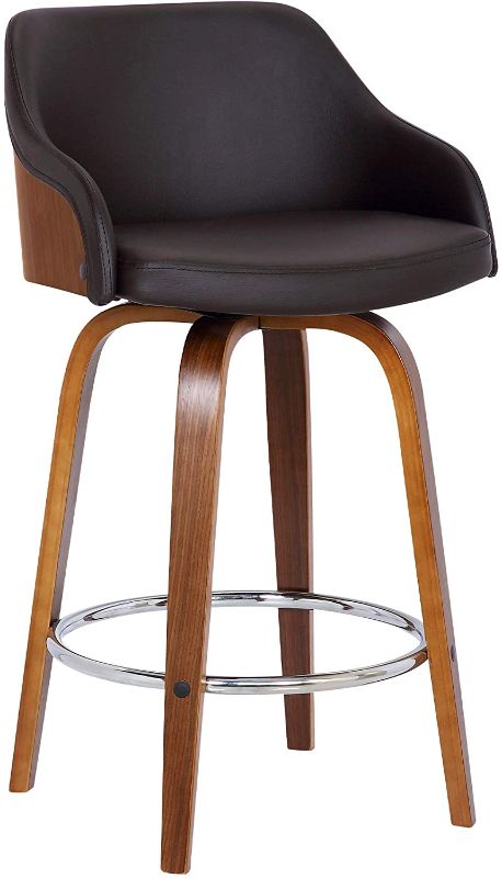 Photo 1 of Alec Faux Leather Swivel Barstool, 26" Counter Height, Brown
