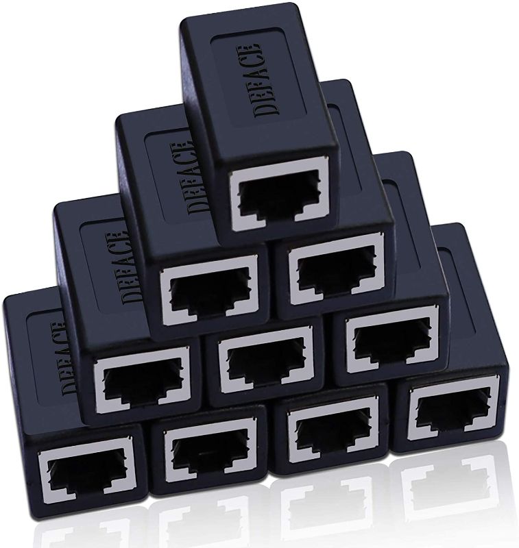 Photo 1 of DEFACE RJ45 Coupler Cable Coupler Cat8 Cat7 Cat6 Cat5e Female to Female Ethernet Adapter 8pcs per Pack Black
