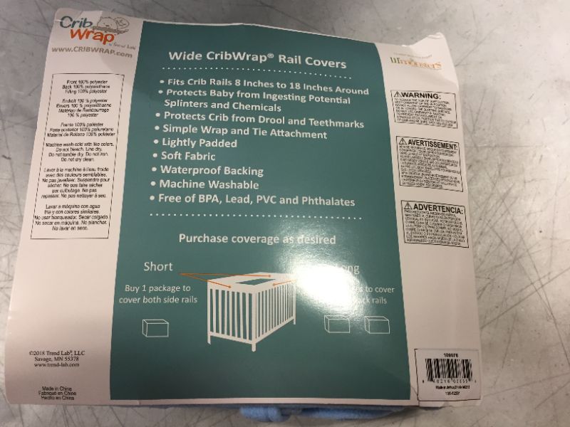 Photo 1 of CribWrap® Wide 1 Long Blue Fleece Rail Cover