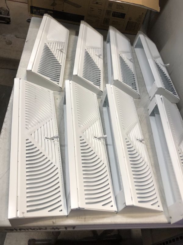 Photo 1 of 15 in. 3-Way Steel Baseboard Diffuser Supply in White--- PACK OF 8 --- APPEAR NEW -- MISSING ONE SET OF HARDWARE 