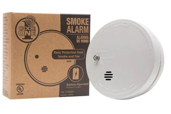 Photo 1 of Code One Smoke Detector, Battery Powered with Ionization Sensor, Smoke Alarm PACK OF 4
