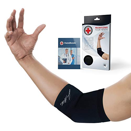 Photo 1 of Doctor Developed Copper Elbow Brace & Elbow Support Sleeve and Doctor Written Handbook —Guaranteed Relief for Tennis Elbow, Golfers Elbow, Arthritis, Elbow Compression & Support (Small (Pack of 1))
