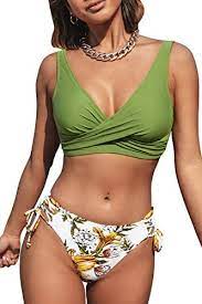 Photo 1 of CUPSHE Women's Yellow And Purple Floral Front Cross Lace Up Bikini size medium 
