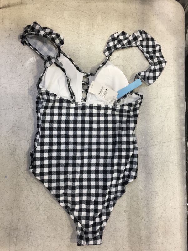 Photo 3 of Black and White Gingham Ruffle One Piece Swimsuit size medium 