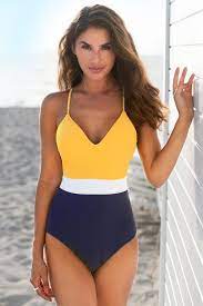 Photo 1 of Colorblock V-Neck One Piece Swimsuit size small 
