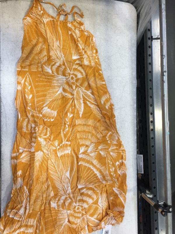 Photo 1 of Paisley Print Drawstring Dress color orange size small 
