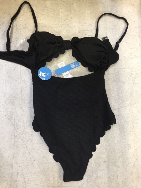 Photo 3 of Black Knotted Scalloped One Piece Swimsuit size small 