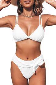 Photo 1 of CUPSHE Women's Bikini Swimsuit Knotted V Neck Double Straps Two Piece Bathing Suit sizze medium 