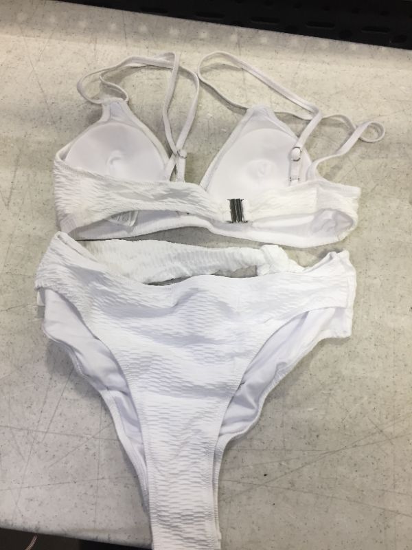 Photo 1 of CUPSHE Women's Bikini Swimsuit Knotted V Neck Double Straps Two Piece Bathing Suit size large 