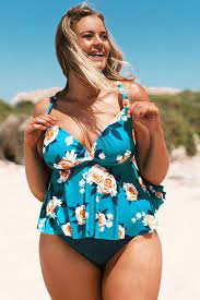 Photo 1 of Ashley Floral Ruffle Plus Size Tankini size 0x