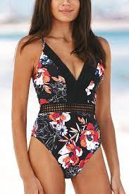 Photo 1 of CUPSHE Women's One Piece Swimsuit Floral Crisscross Bathing Suit with Adjustable Straps