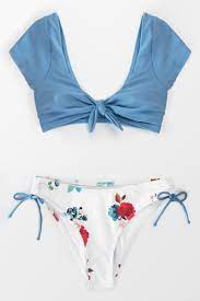 Photo 1 of Knotted Cap Sleeves Drawstring Bikini size small 