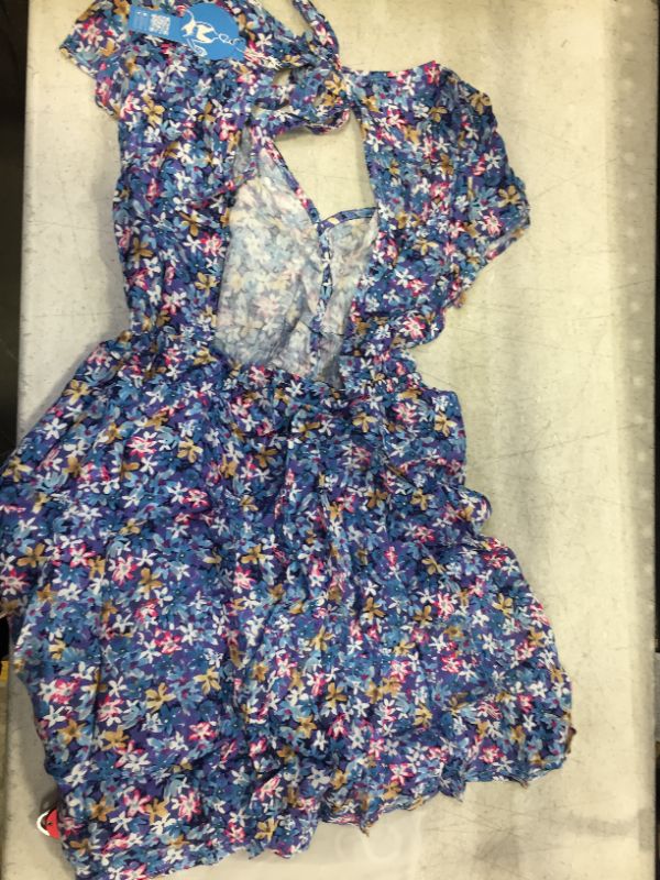 Photo 2 of CUPSHE Women's Floral Print Tie Cutout Short Sleeves Dress size extra small 