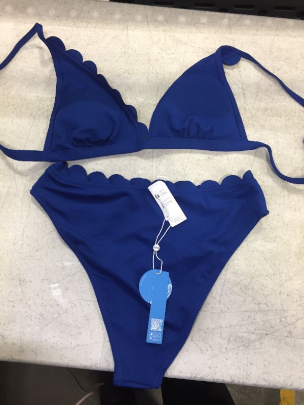 Photo 3 of Blue Scalloped Mid Waisted Bikini size medium 