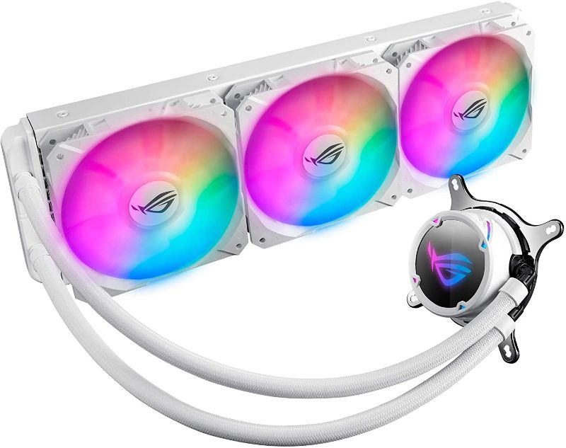 Photo 1 of ASUS ROG Strix LC 360 RGB White Edition All-in-one Liquid CPU Cooler with Aura Sync RGB, and Triple ROG 120mm addressable RGB Radiator Fans
