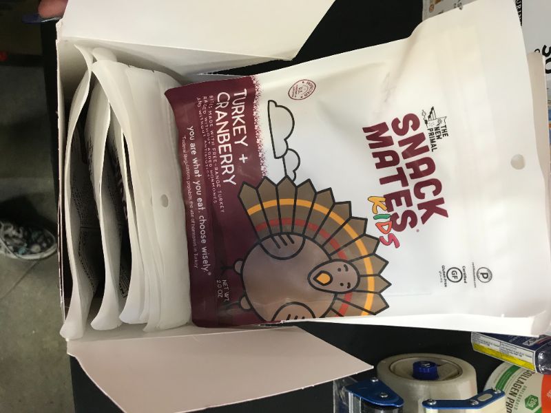 Photo 2 of ?Snack Mates by The New Primal Turkey & Cranberry Bites, High Protein and Low Sugar Kids Snack, Bite-Sized, Certified Paleo, Certified Gluten Free, Soy Free, 2 Oz Per Pack (8 Pack)
12/15/21