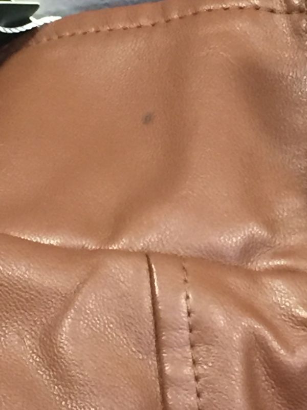 Photo 2 of BROWN LEATHER JACKET-LARGE (HAS SOME BLACK DOTS ON IT)