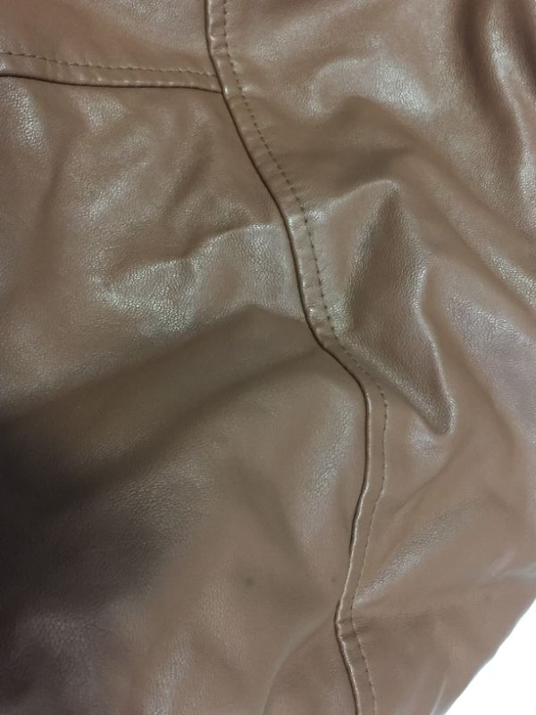 Photo 3 of BROWN LEATHER JACKET-LARGE (HAS SOME BLACK DOTS ON IT)