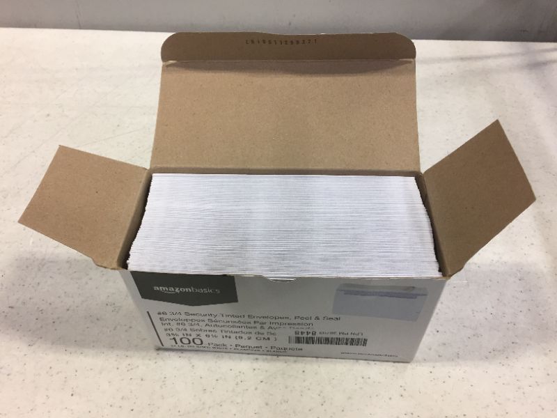 Photo 2 of Amazon Basics #6 3/4 Security Tinted Envelopes with Peel & Seal, 100-Pack, White