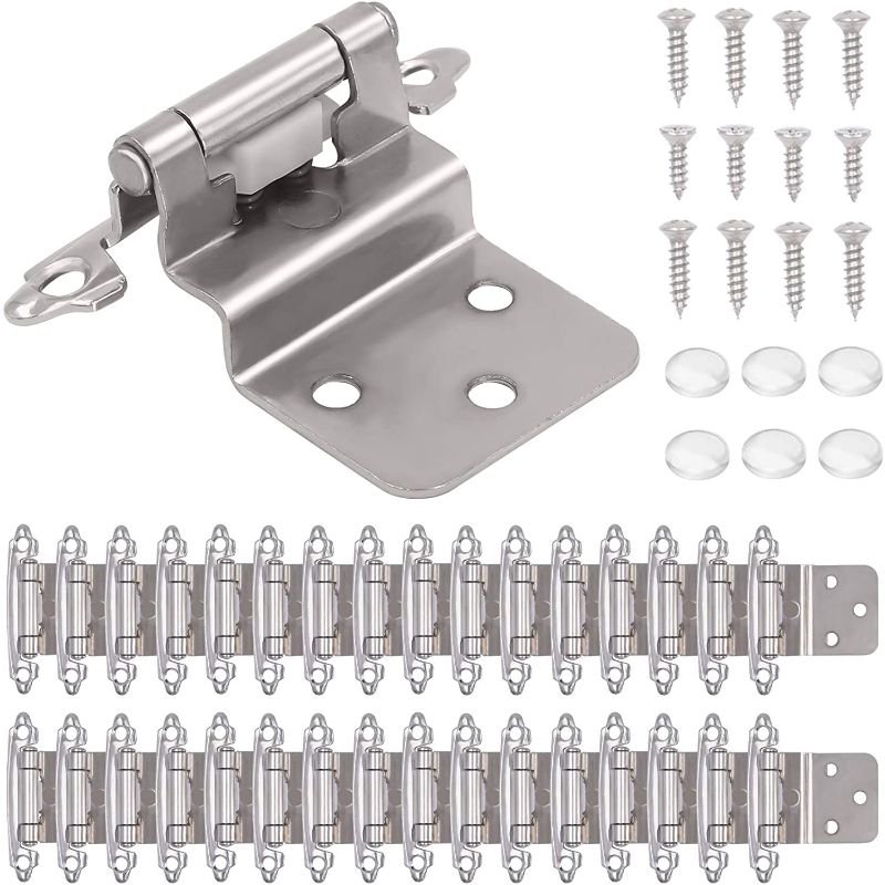 Photo 1 of 30 PCS 3/8" Inset Hinges for Face Frame Kitchen Cabinet Door Satin Nickel Self Closing Cupboard Hinges