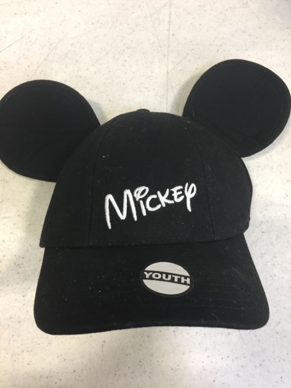 Photo 1 of BIG KIDS BLACK MICKEY HAT WITH MICKEY EARS -- SPECIFIC SIZING IS NOT PROVIDED