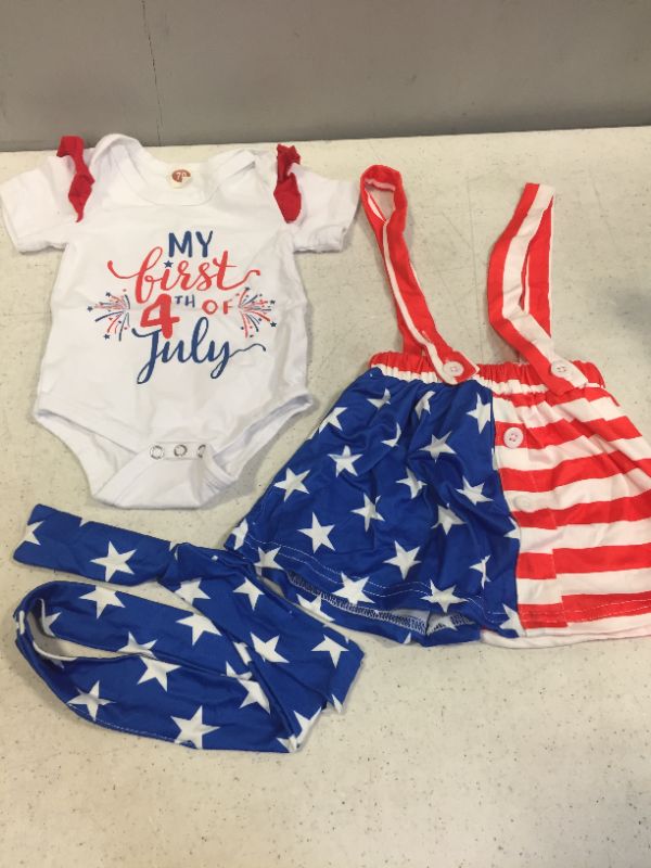 Photo 1 of INFANT GIRLS SIZE 70 FOURTH OF JULY OUTFIT WITH BOW 