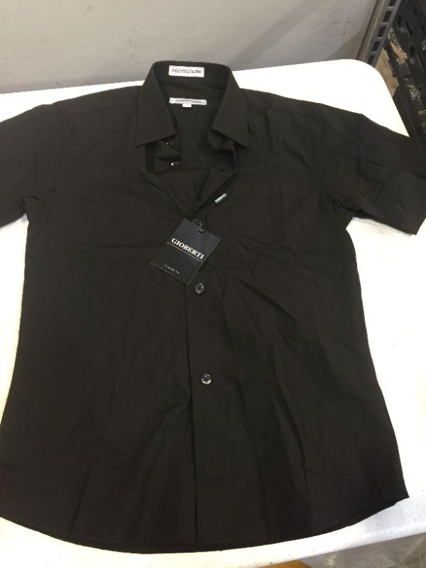 Photo 1 of Gioberti Boy's Short Sleeve Solid Dress Shirt, Black, 7
