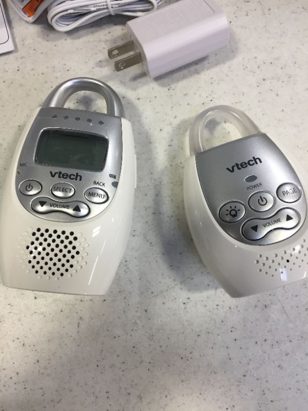 Photo 3 of VTech DM221 Audio Baby Monitor with up to 1,000 ft of Range, Vibrating Sound-Alert, Talk Back Intercom & Night Light Loop, White/Silver----UNABLE TO TEST 