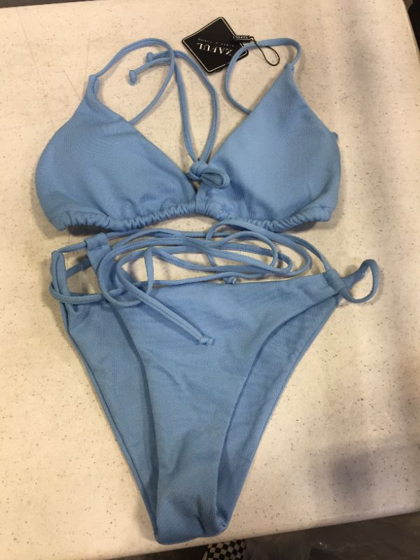 Photo 1 of  WOMENS TWO PIECE BATHING SUIT BLUE SIZE 10