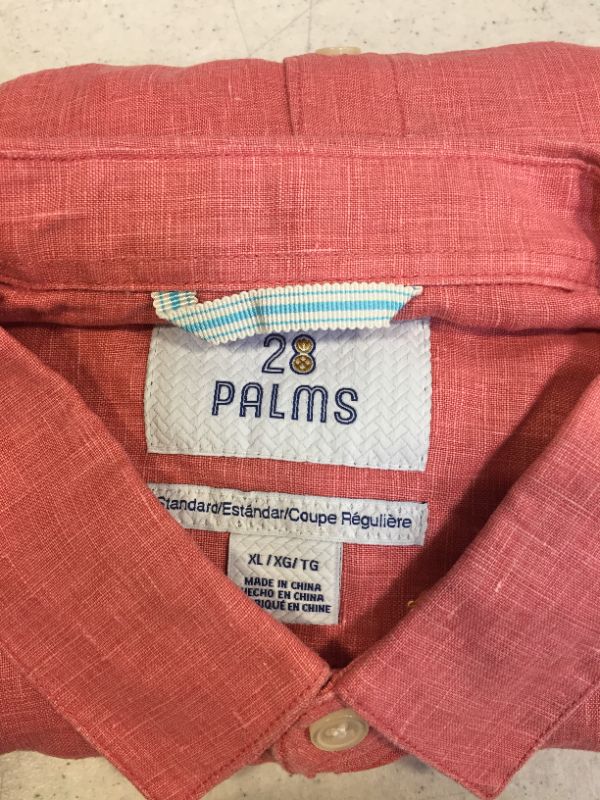 Photo 3 of 28 PALMS MENS BUTTON UP SHIRT CORAL SIZE XL 