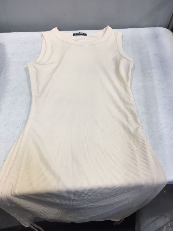 Photo 1 of CREME COLOR DRESS SLEEVELESS WITH SCRUNCHED SIDES 