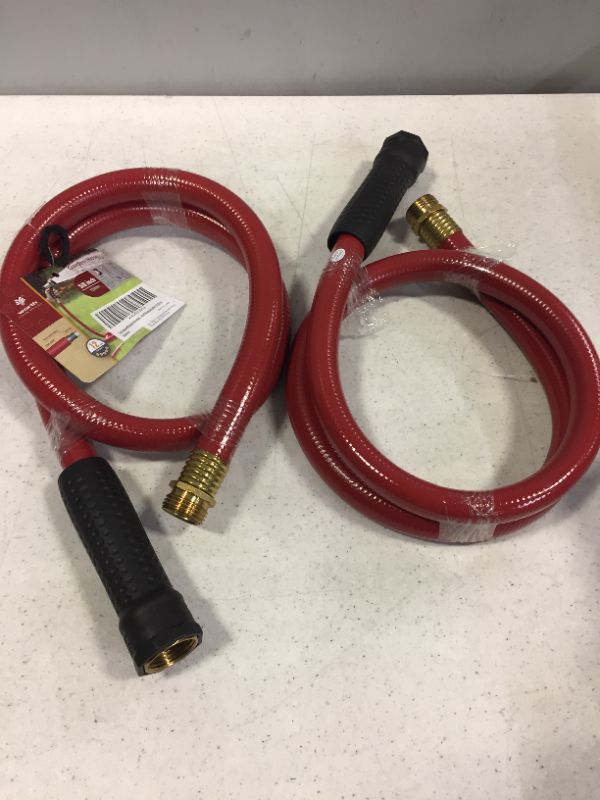 Photo 2 of 2 PACK Solution4Patio Homes Garden 5/8 in. x 4 ft. Short Garden Hose Red Lead-Hose Male/Female, No Leaking, Solid Brass Fitting for Water Softener, Dehumidifier, Vehicle Water Filter 12 Year Warranty#H155B19
