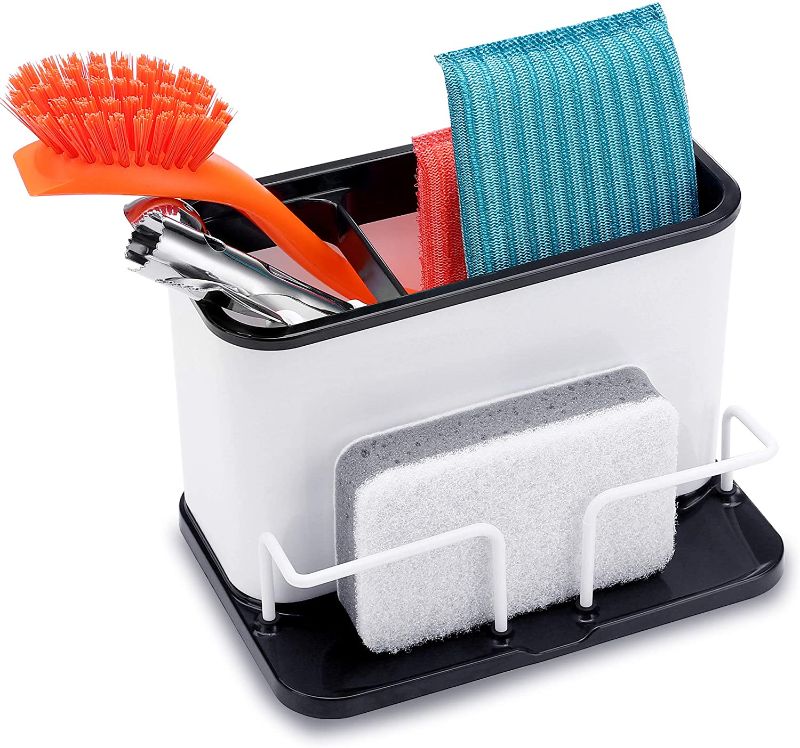 Photo 1 of DAOYA Sinkware Caddy Organizer with Drain - Sink Caddy Holder for Cleaning Brush & Sponge & Dish Wand on Counter, White for Kitchen Sink
