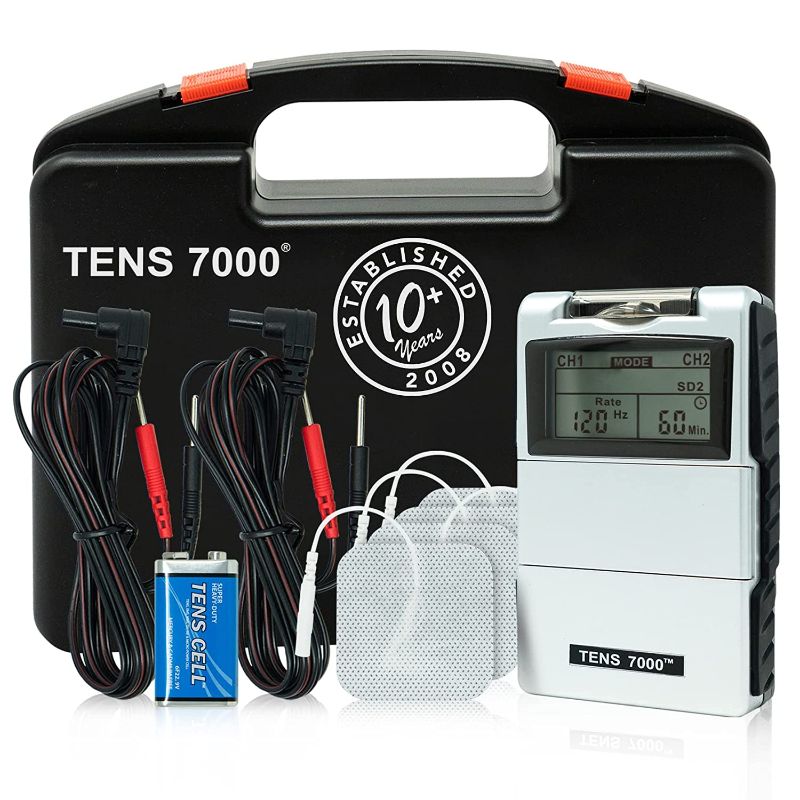 Photo 1 of TENS 7000 Digital TENS Unit with Accessories - TENS Unit Muscle Stimulator for Back Pain, General Pain Relief, Neck Pain, Muscle Pain
MISSING PIECES
SOLD AS IS 