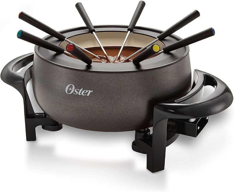 Photo 1 of Oster Fondue Pot | Titanium Infused DuraCeramic Fondue Maker, Black