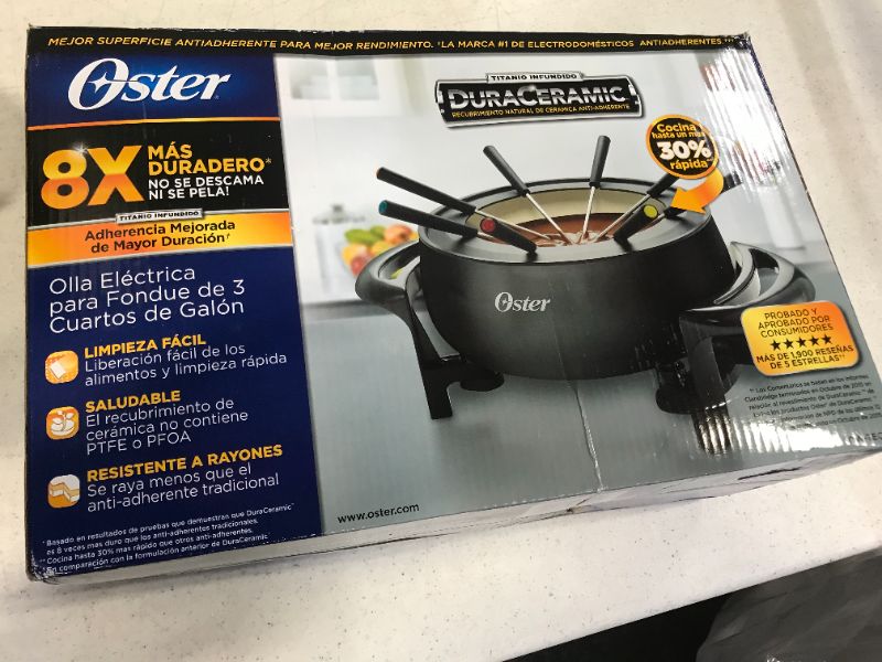 Photo 3 of Oster Fondue Pot | Titanium Infused DuraCeramic Fondue Maker, Black