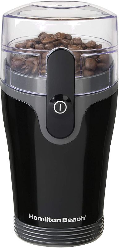 Photo 1 of Hamilton Beach Fresh Grind Electric Coffee Grinder for Beans, Spices and More, Stainless Steel Blades, Removable Chamber, Makes up to 12 Cups, Black