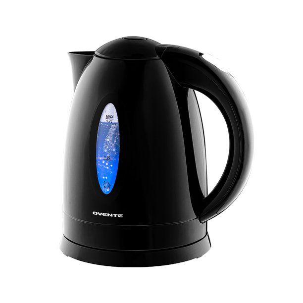 Photo 1 of Ovente Electric Kettle 1.7 Liter Hot Water Boiler LED Light, 1100 Watt BPA-Free Portable Tea Maker Fast Heating Element with Auto Shut-Off and Boil Dry Protection, Brew Coffee & Beverage, Black