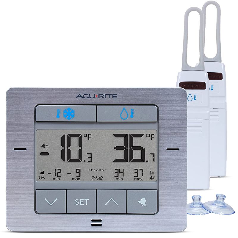 Photo 1 of AcuRite Digital Wireless Fridge and Freezer Thermometer with Alarm and Max/Min Temperature for Home and Restaurants (00515M)
