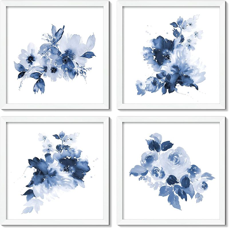 Photo 1 of ArtbyHannah 10x10 Inch 4 Pack Abstract Framed White Picture Frames Sets For Wall Art 