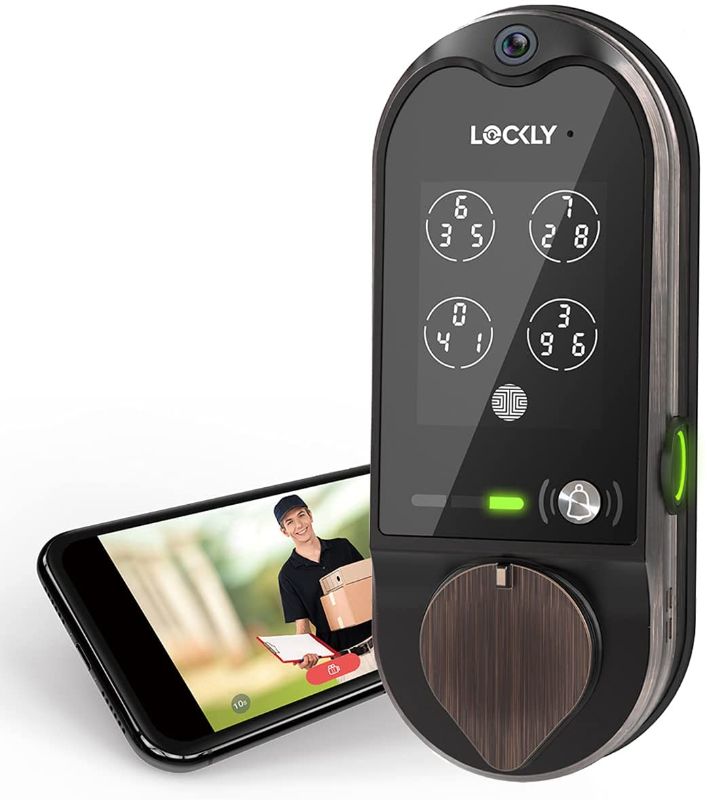 Photo 1 of LOCKLY Vision Deadbolt with Video Doorbell Edition Smart Lock PGD798VB, Keyless Entry Door Lock with Fingerprint, Wi-Fi, APP, Camera and Patented Keypad for Home/Office/Apartment (Venetian Bronze)
