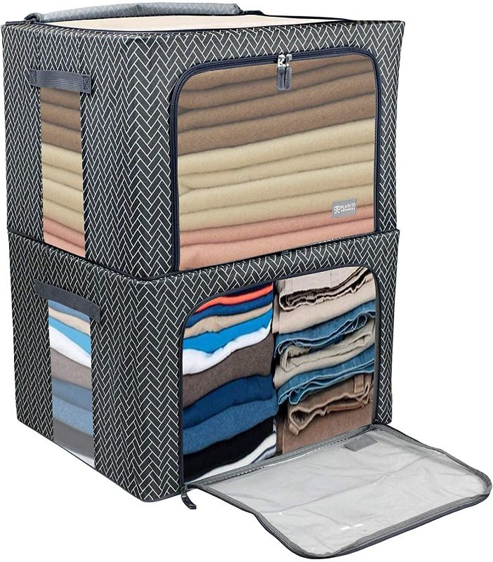 Photo 1 of 
PlainToPersonal Closet Organizers and Storage Bins (Grey Herringbone, Large)