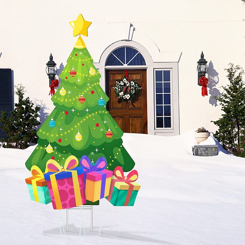 Photo 1 of 
Roll over image to zoom in
HOME RIGHT Christmas Tree Yard Signs with Stakes, 46 inches Waterproof Christmas Tree Yard Sign, for Garden Lawn Yard Outside Festival Decoration