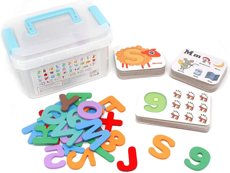 Photo 1 of LiKee Alphabet Number Flash Cards Wooden Letter Puzzle ABC Sight Words Match Games Animal Counting Board Preschool Educational Montessori Toys for Toddlers Boys Girls 3+ Years (36 Cards& 40 Blocks)