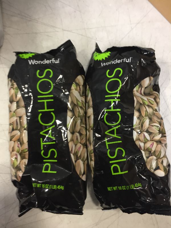 Photo 2 of Wonderful Pistachios, Roasted and Salted, 16 Ounce Bag
exp jan 28 2022 2 pack 