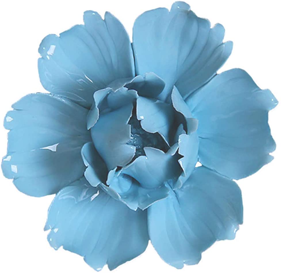 Photo 1 of ALYCASO Peony Ceramic Flower Wall Décor Artificial 3D Flower Wall Art for Living Room Home Hallway Bedroom Kitchen Farmhouse Bathroom Dining Room, Blue, 3.54 inch