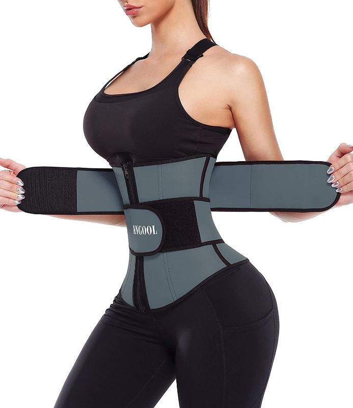 Photo 1 of ANGOOL Neopren Waist Trainer for Women,Workout Plus Size Trimmer Belt Sauna Sweat Corset Cincher with Zipper sz 3XL
