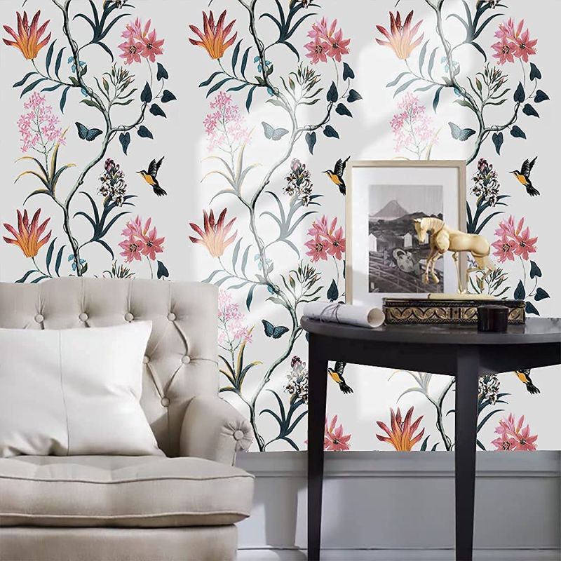 Photo 1 of 17.7"x236"Retro Floral Contact Paper Vintage Peel and Stick Wallpaper Rustic Self Adhesive Wall Paper Flower Waterproof Removable Modern Wallpaper Vinyl Film Bathroom Shelf Drawer
