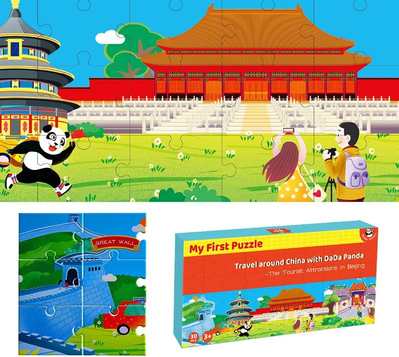 Photo 1 of Panda Juniors Jumbo Floor Puzzles for Kids Ages 3-8, 30 Piece jumbo puzzles for Toddler ,Travel Around China Puzzle