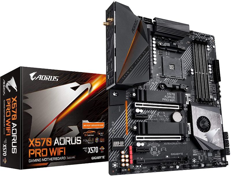 Photo 1 of GIGABYTE X570 AORUS PRO Wi-Fi (AMD Ryzen 3000/X570/ATX/PCIe4.0/DDR4/USB3.1/Realtek ALC1220-VB/Fins-Array Heatsink/RGB Fusion 2.0/2xM.2 Thermal Guard/Gaming Motherboard)
